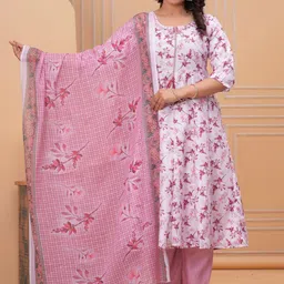 SINGNI Floral Printed A-Line Kurta With Trousers & Dupatta-35