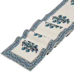 Kuber Industries Set of 7 Blue & Off White Printed Table Runner & Placemats image 4
