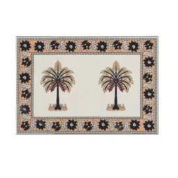 Kuber Industries Set of 7 Brown & White Printed Table Runner & Placemats image 3