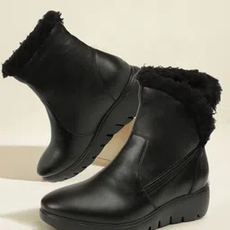 ELLE Women Solid Round Toe Mid-Top Winter Boots-34