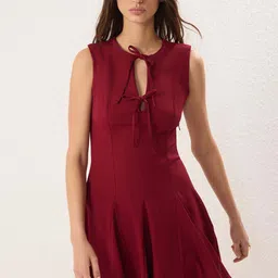 Trendyol Women Tie-Up Neck Fit & Flare Dress-picture-17