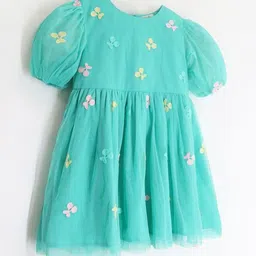 Cherry Crumble Girl Puff Sleeve Fit & Flare Dress-image-30