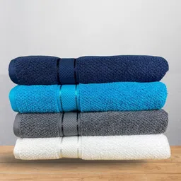 SENSES Grey & Navy Blue 4 Cotton 550 GSM Bath Towel-image-59