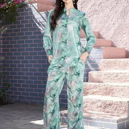 VenderVilla Printed Mandarin Neck Shirt With Trousers Co-Ords-picture-25