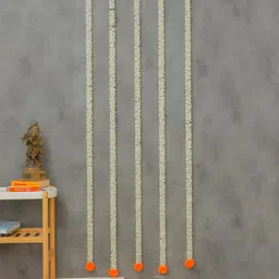 RR Crafts White & Orange 4 Pieces Pooja Room Decoration Festive Decors-image-33
