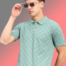 THE CASUALS Men Printed Polo Collar T-shirt-image-77