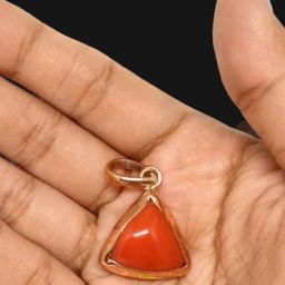 GenZcomplex Unisex Gold-Plated Coral Stone Studded Pendant-47
