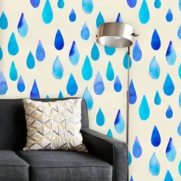 ArtzFolio Printed UV-Resistant Anti-Bacterial Blue RaindropsPeel & Stick Wallpaper-image-57