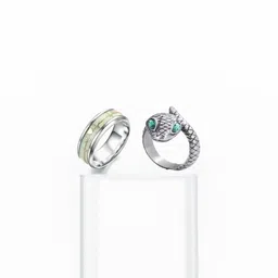 Dynamic Retail Global Set of 2 Rings for Men, Silver-Silver Alloy Ring ()-image-38