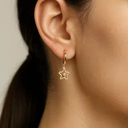 Tipsy closet Gold Plated Star Shaped Hoop Earrings-picture-36