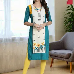 HERE&NOW Women Pack of 3 Ethnic Motifs Printed Pure Crepe Straight Kurta-picture-52