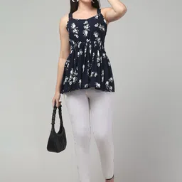 clobug Floral Print Cotton Empire Top-image-95