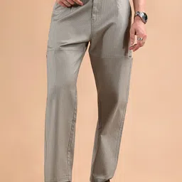 Beyoung Men Relaxed Straight Leg Houndstooth Cotton Cargo Trouser-image-47