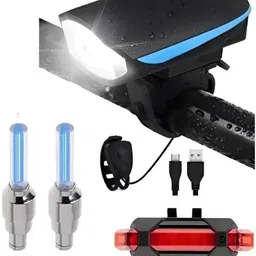 highrider Cycle Light Front with Horn, Rear Tail Light, Tyre Valve Light (Combo of 4) Bell-picture-23