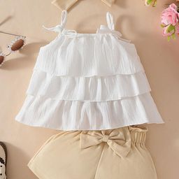 LULU & SKY Girls Sleeveless Layered Top With Shorts-image-58