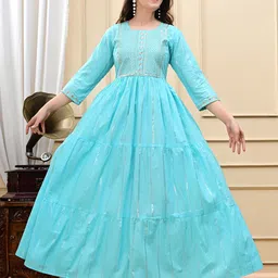 DSS FASHION Yoke Design Sequinned Anarkali Kurta-image-15