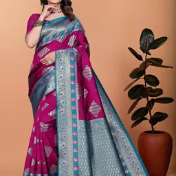 VS MALL Pink Art Silk Sarees-image-39