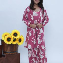 OKARA Girls Floral Printed Top With Trousers-image-34