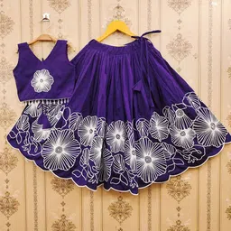 BAESD Girls Embroidered Thread Work Ready to Wear Lehenga &-image-78