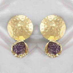Yinara Gold Plated Artificial Stones And Beads Contemporary Drop Earrings-image-46