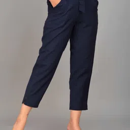 VYMO Women Mid-Rise Straight Fit Easy Wash Trouser-image-7