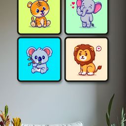 Livin'luxe Green & Blue 4 Pieces Cute Animal Baby Cartoon Wall Arts-picture-18