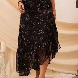 QUIERO Floral Printed A-Line Maxi Skirt-image-25