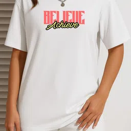 Women White Trendy Graphic Printed Drop Shoulder Oversized T-Shirt-image-90
