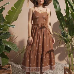 Vara By Vishudh Printed Tiered Midi Dress-image-6