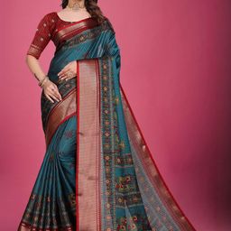VS MALL Blue Art Silk Sarees-image-88