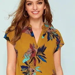 Stylecast X Slyck Floral Printed Mandarin Collar High-Low Top-image-26
