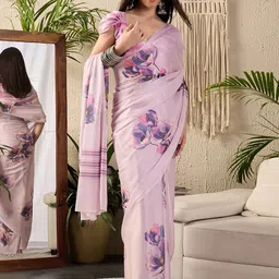 Saree mall Floral Poly Georgette Designer Block Print Sarees-image-62