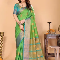 SILKWEAR Ethnic Motifs Zari Banarasi Saree-picture-41