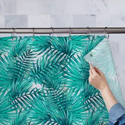 ArtzFolio Green & White Tropical Printed Waterproof Shower Curtain-image-66