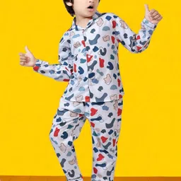 Club96 White Cotton Blend Printed Night suits-picture-1