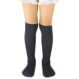 NESKA MODA Unisex Kids Black Pack Of 2 Cotton Knee Length Socks-picture-5