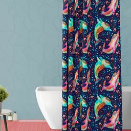 ArtzFolio Blue & Pink Printed Waterproof Shower Curtain-image-70