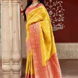 HERE&NOW Woven Design Pure Silk Banarasi Saree-image-7