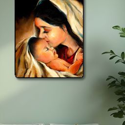 SAF Brown & Black Mother Mary Printed Wooden Wall Art-image-22