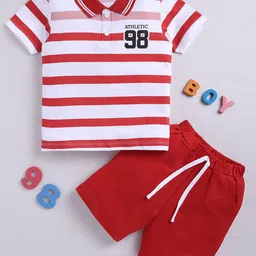 LITTLE NINJA Boys Striped T-shirt with Shorts-26