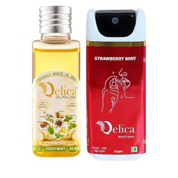 Qelica Set Of 2 Ayurvedic Oil Pulling-50ml With Strawberry Mouth Freshener-10 ml-15