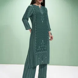 Vishudh Women Printed Regular Kurta with Trousers & With Dupatta image 4