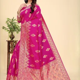MORDEN MUSE Woven Design Zari Silk Blend Banarasi Saree-picture-44