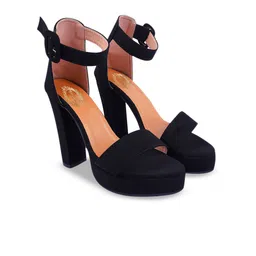 Shoetopia Girls Suede Block Sandals with Buckles-8
