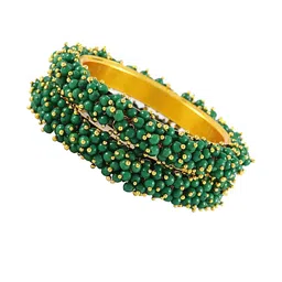 SAVORADE Set Of 2 Green Stainless Steel Bangle-picture-28