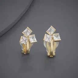 Kushal's Fashion Jewellery Gold Plated Zircon Studded Geometric Studs Earrings-33