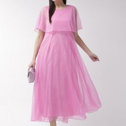 Moda Rapido Cape Sleeve Net Maxi Dress-picture-5