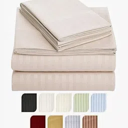 tundwal's Off White Striped Printed Microfiber 210 TC King Bedsheet Sets - 2.23 m x 1.45 m-image-74