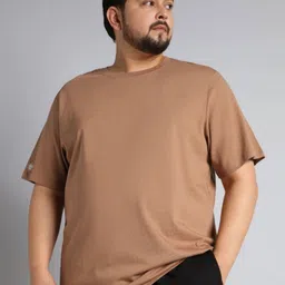 CULT Men Khaki Cotton Plus Size Everyday T-shirt-image-78