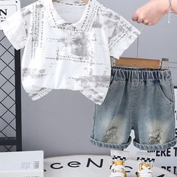 LULU & SKY Boys Printed Pure Cotton T-shirt With Shorts-picture-38